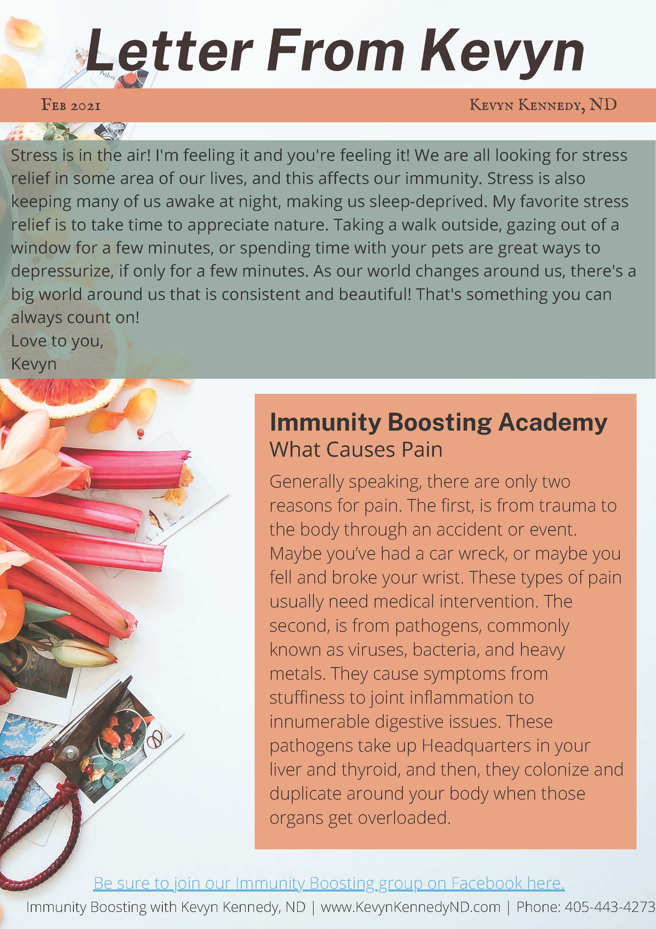 Stress and pain immunity boosting newsletter design